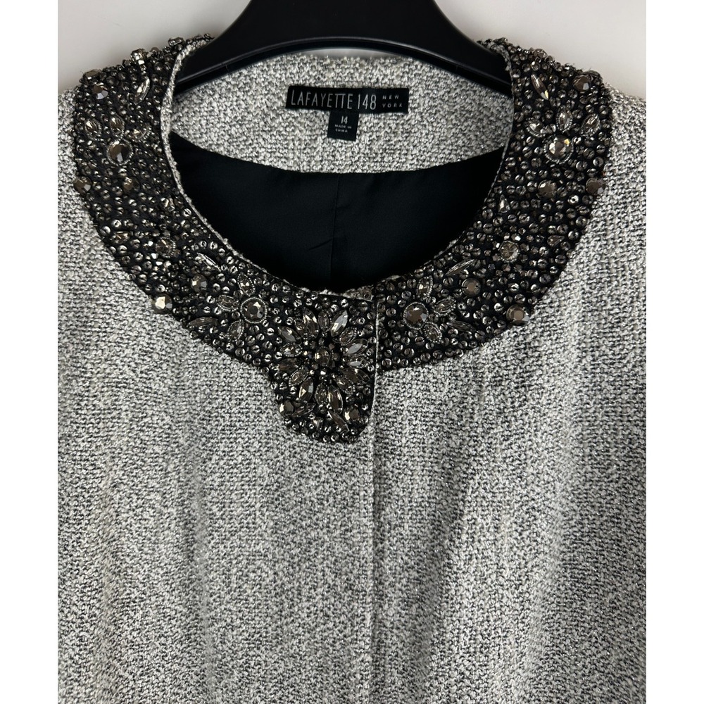 Lafayette 148 Set Embellished Boucle Snap Jacket & Skirt Tweed Sizes 12 & 14 - Picture 7 of 16